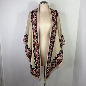Papaya Knitted Sweater Shawl Poncho One Size Southwestern Style, boho, hippie.